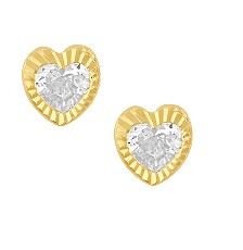 [KDGBQ.462] BROQUEL CORAZÓN BISEL DIAMANTADA 4 10K - KDGBQ.462
