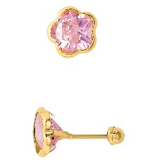 [KDGBQ.468] BROQUEL FLOR CIRCONIA ROSA 10K - KDGBQ.468