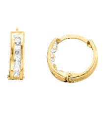 [KDGE.599] HUGGIES MINI LISA CIRCONIA BLANCA 10K DOBLE VISTA - KDGE.599