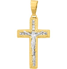 [KDGD.794] DIJE CRISTO BCO CIRCS DIAMANTADA 10K - KDGD.794