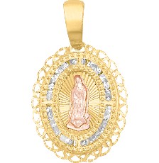 [KDGM.824] MEDALLA GUADALUPE FILIGRANA CIRCONIA 10K - KDGM.824