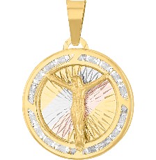 [KDGM.833] MEDALLA CRISTO 3 COLORES RAYOS 10K - KDGM.833