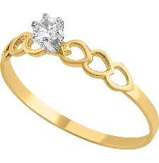 [KDG14R.998] ANILLO SOLIT CORAZONES 14K - KDG14R.998