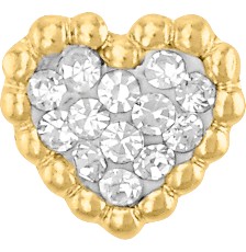BROQUEL CORAZON PIEDRAS 14K - KDG14BQ.1016