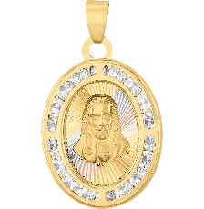 [KDG14M.1045] MEDALLA OVAL SAGRADO CORAZON AMA 14K - KDG14M.1045