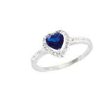 [KDSIR.31e] ANILLO CORAZON 3D AZUL .925 - KDSIR.31e