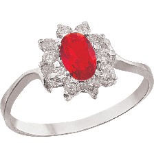 [KDSIR.42e] ANILLO OVAL ROJO ROSETA .925 - KDSIR.42e
