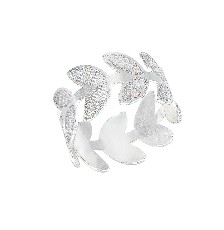 ANILLO ABIERTO HOJAS PUNTOS .925 - KDSIR.76e