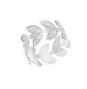 ANILLO ABIERTO HOJAS PUNTOS .925 - KDSIR.76e