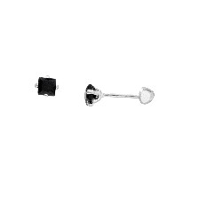 [KDSIBQ.156p] BROQUEL RECTO CUADRO 3MM NEGRO .925 - KDSIBQ.156p