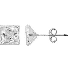 [KDSIBQ.158p] BROQ CUADRO BISEL DIAM 7X7 .925 - KDSIBQ.158p