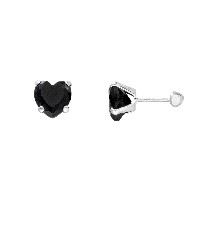 [KDSIBQ.172p] BROQUEL CORAZON 7MM NEGRO .925 - KDSIBQ.172p