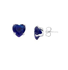 [KDSIBQ.173p] BROQUEL CORAZON 8MM AZUL .925 - KDSIBQ.173p