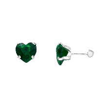 [KDSIBQ.174p] BROQUEL CORAZON 8MM VERDE .925 - KDSIBQ.174p