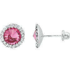 [KDSIBQ.206p] BROQUEL CIRCULO ROSA .925 - KDSIBQ.206p