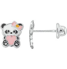 BROQUEL PANDA ESMALTADO .925 - KDSIBQ.224p