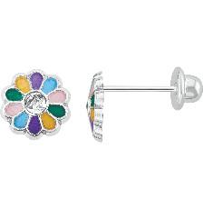 BROQUEL FLORECITA ESMALTE .925 - KDSIBQ.229p