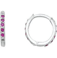 HUGGIE OVAL PIEDRA ROJA CHURUMBELA .925 - KDSIE.261e