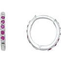 HUGGIE OVAL PIEDRA ROJA CHURUMBELA .925 - KDSIE.261e