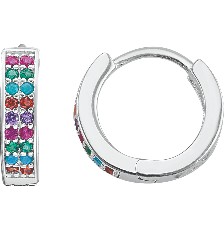 HUGGIE MINI DOS LINEAS ARCOIRIS .925 - KDSIE.268e