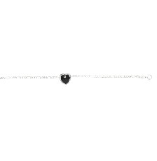[KDSIP.371e] PULSERA CORAZÓN  NEGRO 18CM .925 - KDSIP.371e