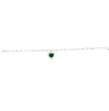 PULSERA CORAZON VERDE 18CM .925 - KDSIP.618e