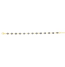 PULSERA OJITOS 4MM NEGRO 18CM ACERO DORADO - KDSP.745p