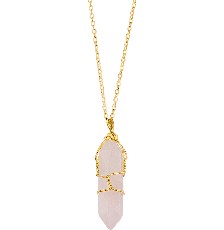 [KDPGT.779p] GARGANTILLA CUARZO ROSA 45CM ACERO - KDPGT.779p