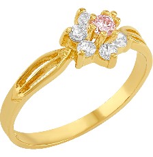 [KDGR.101] ANILLO NIÑA ROSETA ROSA 10K - KDGR.101