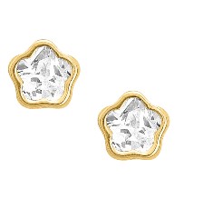 [KDGBQ.466] BROQUEL FLOR CHICA CIRCONIA 4MM 10K - KDGBQ.466