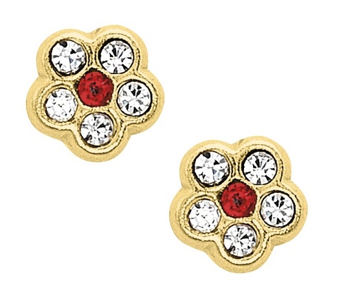 [KDGBQ.500] BROQUEL FLOR PIEDRA ROJA 10K - KDGBQ.500