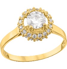 [KDGR.696] ANILLO ROSETA CIRCONIA BLANCA 10K - KDGR.696