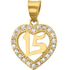 [KDGD.751] DIJE CORAZON 15AÑOS CIRCONIA 10K - KDGD.751