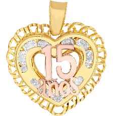 [KDGD.754] DIJE CORAZON 15 AÑOS ROSA 10K - KDGD.754