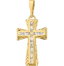 [KDGD.782] DIJE CRUZ ANCHA DIAMANTADA 10K - KDGD.782