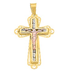 [KDGD.795] CRISTO CIRCONIA FILIGRANA 3 COLORES 10K - KDGD.795