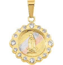 [KDGM.831] MEDALLA REDONDA GUADALUPE 3 COLORES 10K - KDGM.831