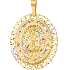 [KDGM.841] MEDALLA GUADALUPE FILIGR 3 COLORES 10K - KDGM.841