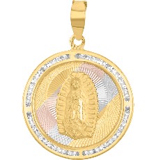[KDGM.845] MEDALLA GUADALUPE RAYOS 3 COLORES 10K - KDGM.845