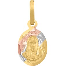 [KDGM.854] MEDALLA OVAL S CORAZON 3 COLORES 10K - KDGM.854