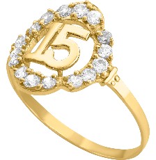 [KDG14R.997] ANILLO 15 AÑOS ROSETA 14K - KDG14R.997