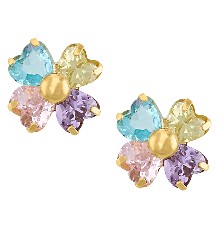 [KDG14BQ.1020] BROQUEL TREBOL ARCOIRIS 14K - KDG14BQ.1020