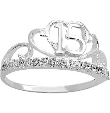 [KDSIR.8e] ANILLO CORONA CORAZON 15 AÑOS .925 - KDSIR.8e