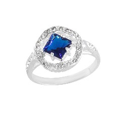 [KDSIR.29e] ANILLO SOLITARIO  ROMBO AZUL .925 - KDSIR.29e