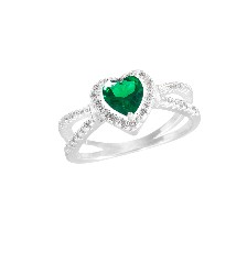 [KDSIR.32e] ANILLO DOBLE LAZO CORAZON VERDE .925 - KDSIR.32e
