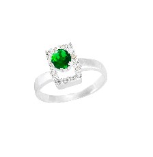 [KDSIR.36e] ANILLO SOLITARIO CUADRO CIRC VERDE .925 - KDSIR.36e