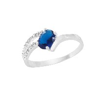 [KDSIR.38e] ANILLO SOLITARIO BRAZO OVAL AZUL .925 - KDSIR.38e