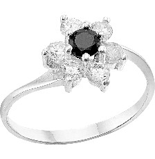 [KDSIR.40e] ANILLO FLOR ESTRELLA NEGRA .925 - KDSIR.40e
