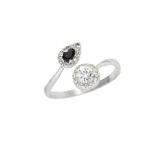 [KDSIR.44e] ANILLO TU Y YO GOTA NEGRA .925 - KDSIR.44e