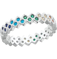 [KDSIR.61e] ANILLO TEJIDO ROMBOS ARCOIRIS .925 - KDSIR.61e